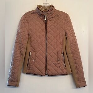 ZARA Moto quilted down jacket beige size S